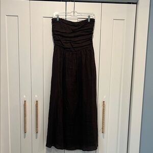 Dissh Linen Brown Strapless Dress